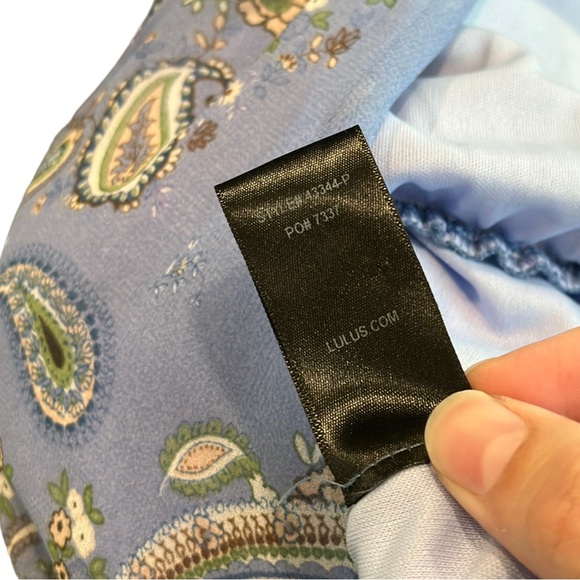 Lulu’s Wondrous Water Lilies Periwinkle Blue Paisley Print Dress - Size M - Picture 7 of 8